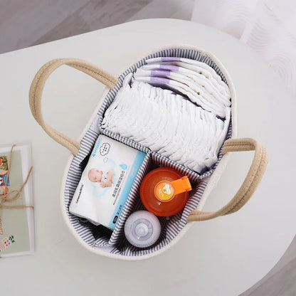 Portable Cotton Baby Diaper Caddy Organizer