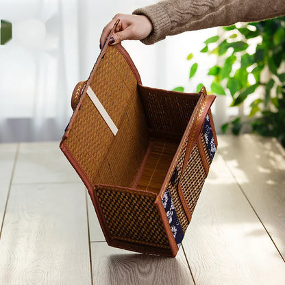 Portable Bamboo Picnic Storage Basket