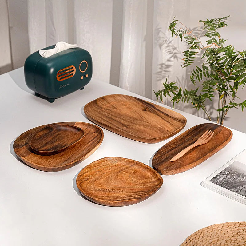 Premium Solid Wood Dinner Plates