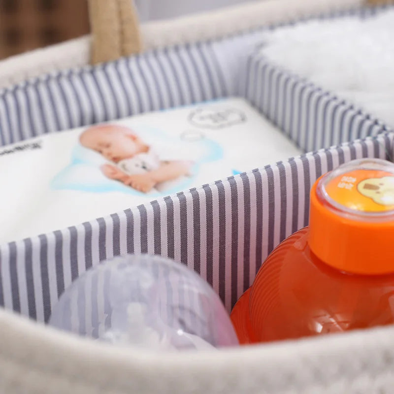 Portable Cotton Baby Diaper Caddy Organizer