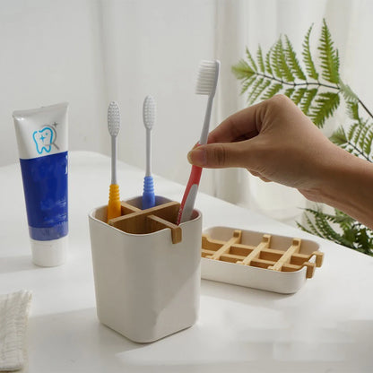 Eco-Friendly Bamboo Toothbrush Holder