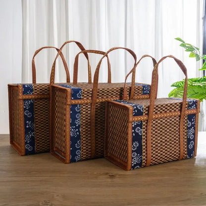 Portable Bamboo Picnic Storage Basket