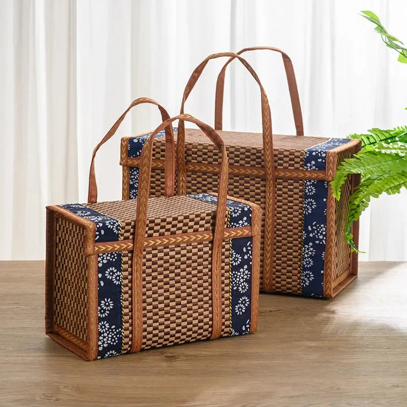 Portable Bamboo Picnic Storage Basket