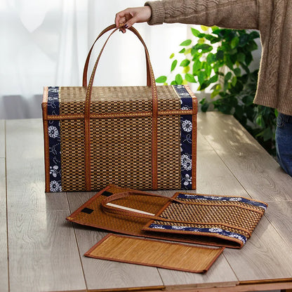 Portable Bamboo Picnic Storage Basket