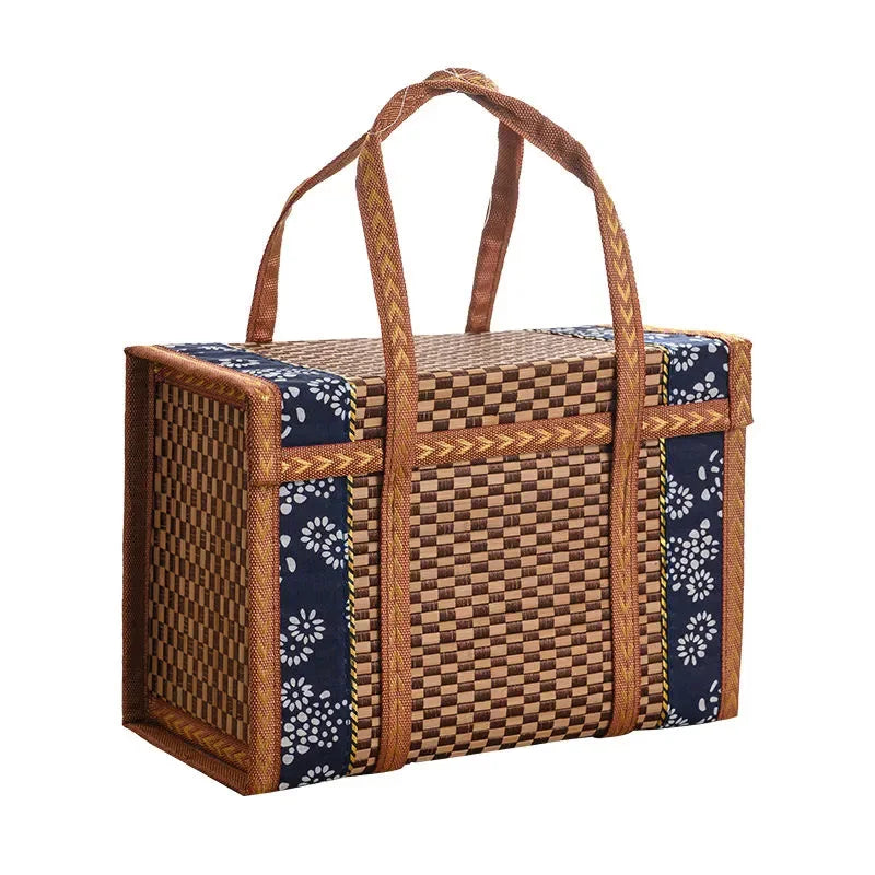 Portable Bamboo Picnic Storage Basket