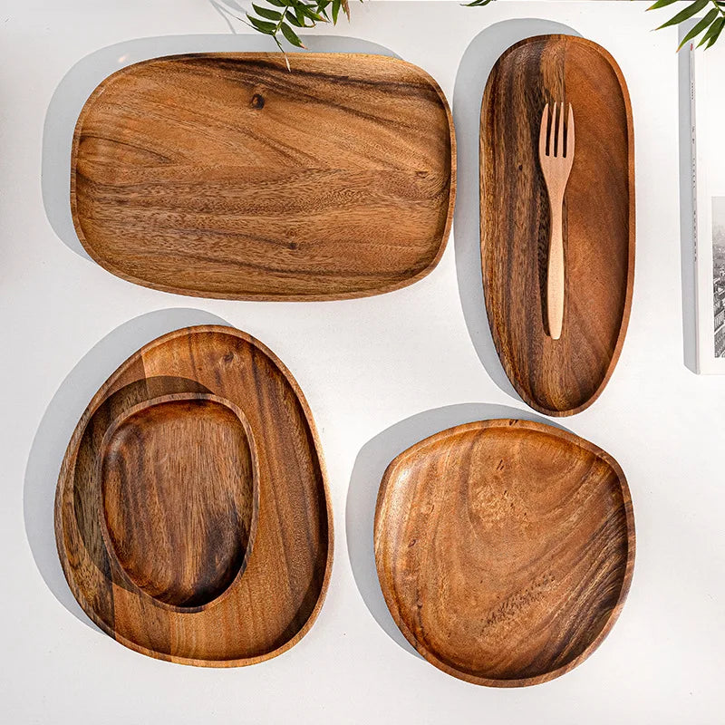 Premium Solid Wood Dinner Plates