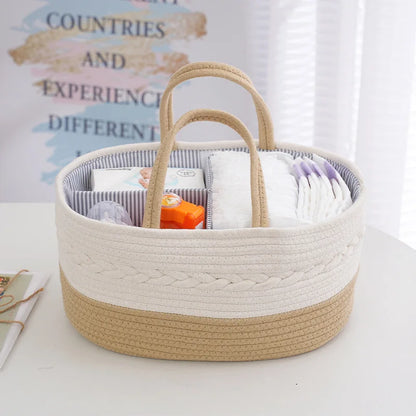 Portable Cotton Baby Diaper Caddy Organizer