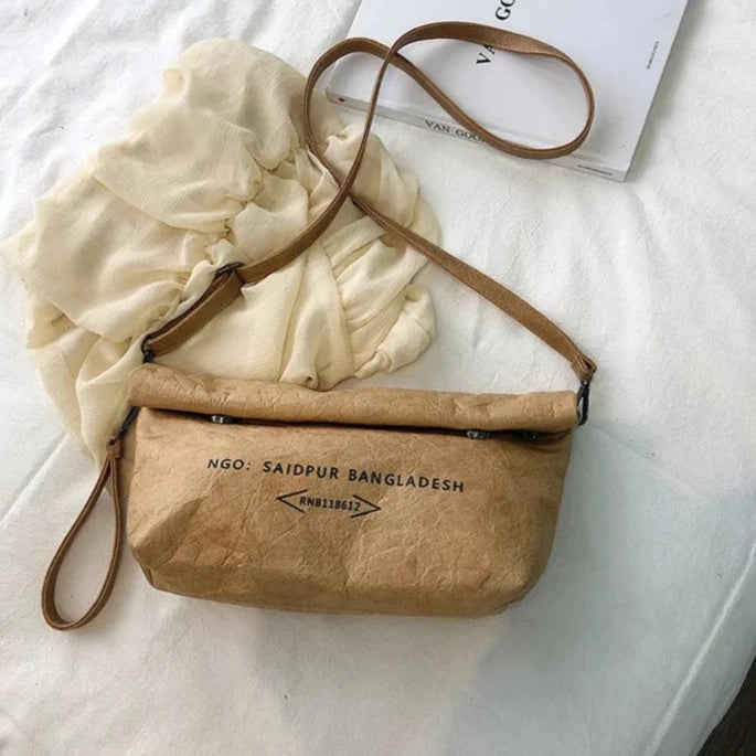 Eco-Friendly Dumpling Kraft Paper Crossbody Bags